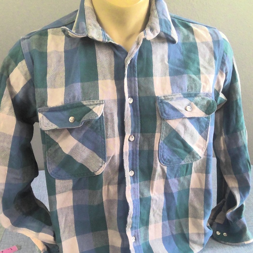 Vintage Mighty Mac Flannel Work Shirt Long Sleeve Large